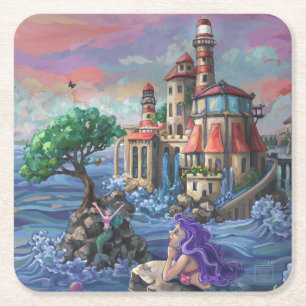 Porta-copo De Papel Quadrado Castelo Mermaid