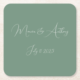 Porta-copo De Papel Quadrado Casual Sage Verde Simples Esboço Casual Casamento 