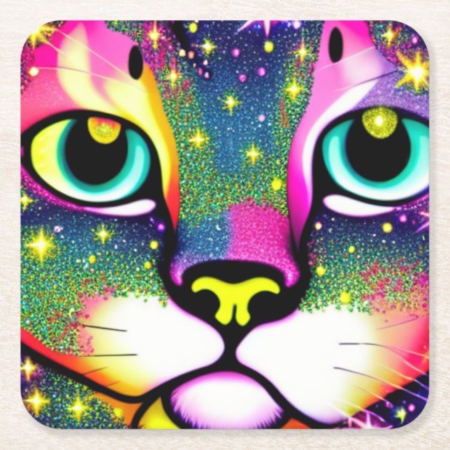 Porta-copo De Papel Quadrado Cat Face Fechar Pop (Frente)