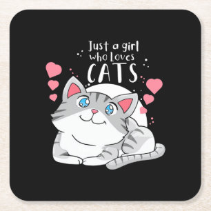 Porta-copo De Papel Quadrado Cat Lover Apenas Uma Menina Que Ama Gato
