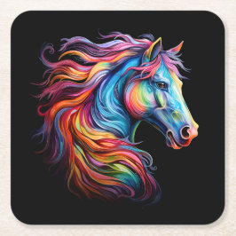 Porta-copo De Papel Quadrado Cavalo Arco-íris