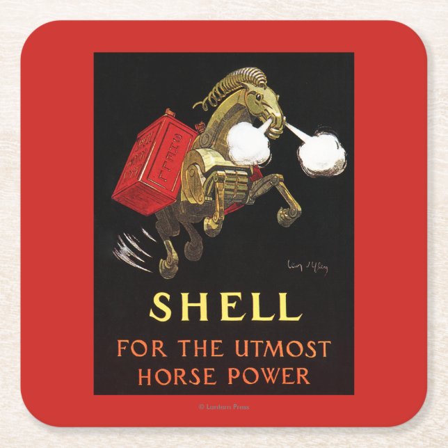 Porta-copo De Papel Quadrado Cavalo mecânico com Shell Oil (Frente)