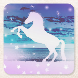 Porta-copo De Papel Quadrado Cavalo Místico