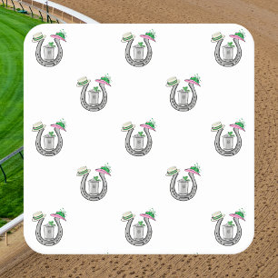 Porta-copo De Papel Quadrado Cavalos Elegantes Chapéus Chiques Mint Juleps Dia 