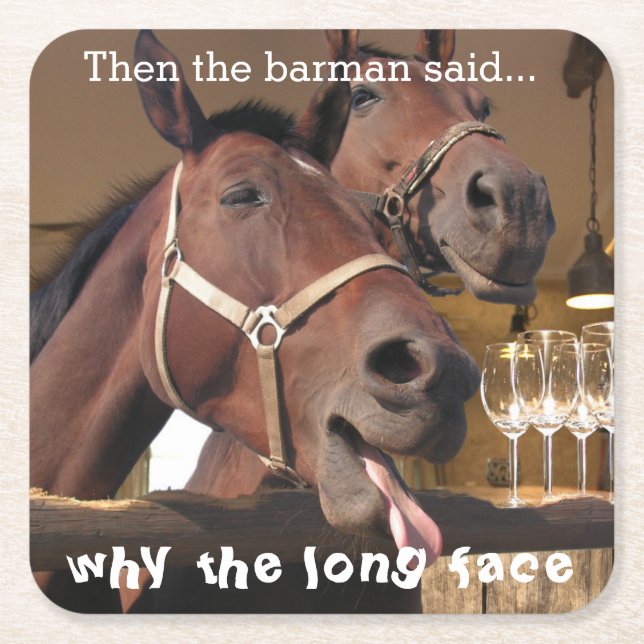 Porta-copo De Papel Quadrado Cavalos engraçados (Frente)