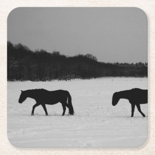Porta-copo De Papel Quadrado Cavalos na Porta copos da neve