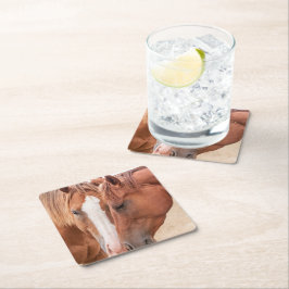 Porta-copo De Papel Quadrado Cavalos que se infundem numa pastagem