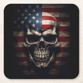 Porta-copo De Papel Quadrado Caveira da Bandeira Americana