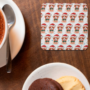 Porta-copo De Papel Quadrado Cavoodle Dog Raça Estrelas de Natal