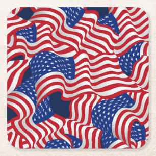 Porta-copo De Papel Quadrado Celebração de Estrelas e Stripes