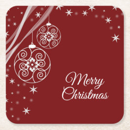 Porta-copo De Papel Quadrado Celebração de Natal Ornamentos Brancos Estrelas Ve