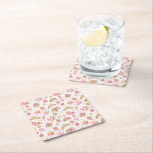 Porta-copo De Papel Quadrado Celebração de Quinceañera – Aquarela Elegante