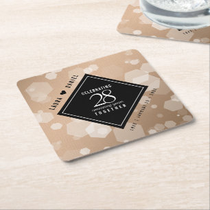 Porta-copo De Papel Quadrado Celebração do Aniversário do Casamento Linen 28