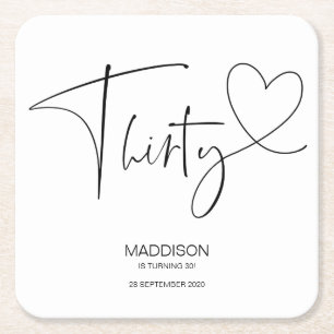 Porta-copo De Papel Quadrado Celebração do partido de aniversário de 30 anos