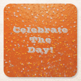 Porta-copo De Papel Quadrado Celebre O Dia! Confetti Porta copos
