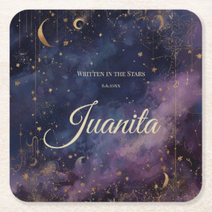 Porta-copo De Papel Quadrado Celestial Quinceañera, personalizado