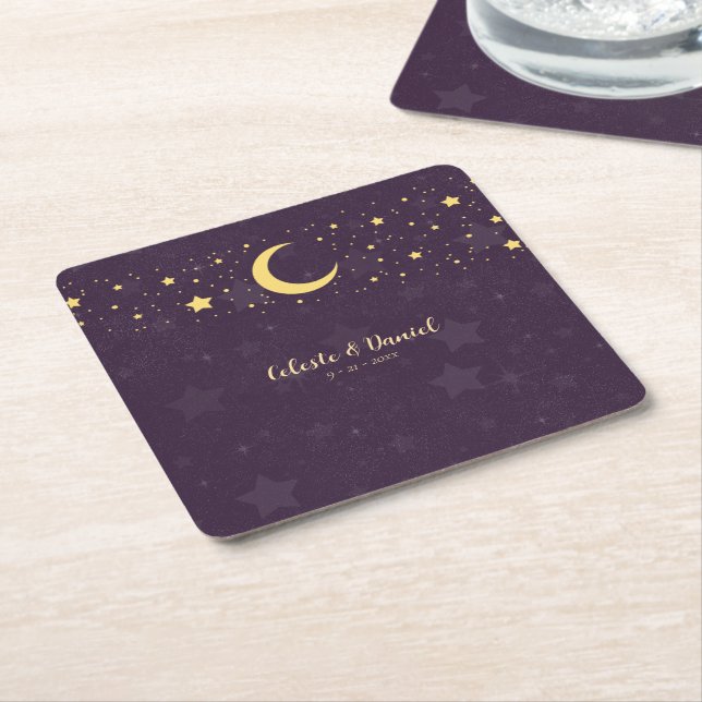 Porta-copo De Papel Quadrado Celestial Wedding Starry Sky (Inclinado)