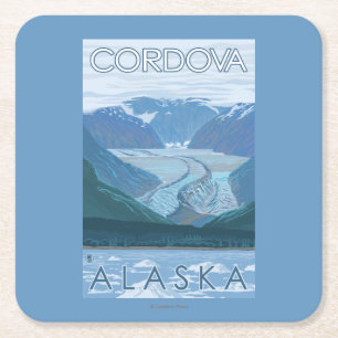 Porta-copo De Papel Quadrado Cena da geleira - Cordova, Alaska