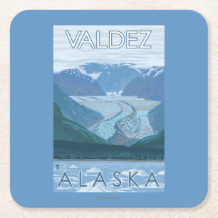 Porta-copo De Papel Quadrado Cena da geleira - Valdez, Alaska