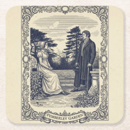 Porta-copo De Papel Quadrado Cena de Darcy & Elizabeth