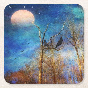 Porta-copo De Papel Quadrado Cena de Floresta Whimsical Trivet