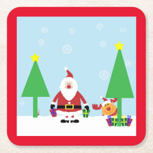 PORTA-COPO DE PAPEL QUADRADO CENA DE NATAL DO PAPAI NOEL