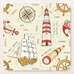 Porta-copo De Papel Quadrado Cena do Oceano