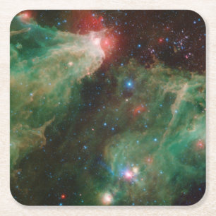 Porta-copo De Papel Quadrado Cepheus B e C Nebulosa Verde