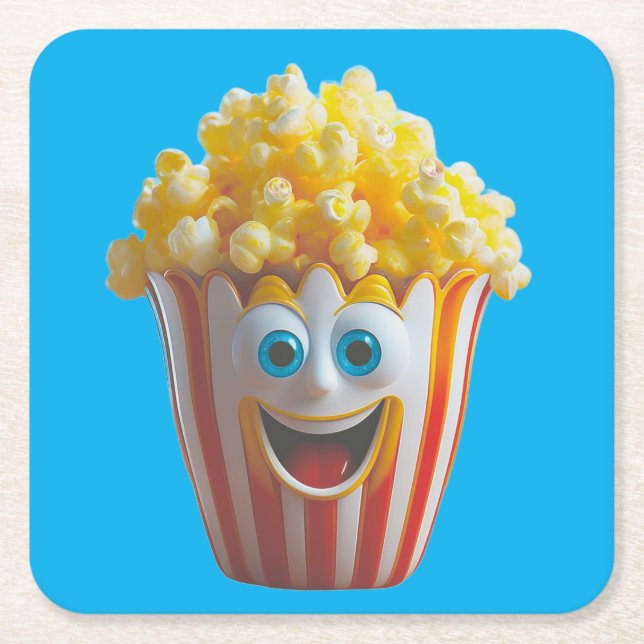 Porta-copo De Papel Quadrado Ceramic Popcorn Face Coaster (Frente)