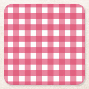 Porta-copo De Papel Quadrado Cerise Gingham