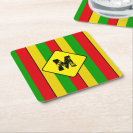 Porta-copo De Papel Quadrado Cerveja com Listras de Cores da Bandeira Rasta e M