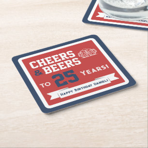 Porta-copo De Papel Quadrado Cervejas e Aplausos com Tema Esportivo para Festa