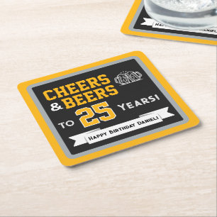 Porta-copo De Papel Quadrado Cervejas e Aplausos com Tema Esportivo para Festa