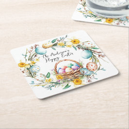 Porta-copo De Papel Quadrado Cesto de ovos com ovos decorativos I Páscoa floral
