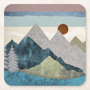Porta-copo De Papel Quadrado Céu Tirado das Montanhas