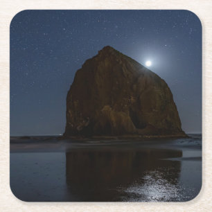 Porta-copo De Papel Quadrado Céus Acima de Haystack Rock Cannon Beach, Oregon
