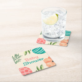 Porta-copo De Papel Quadrado Chá de Bebê Botânico Boho