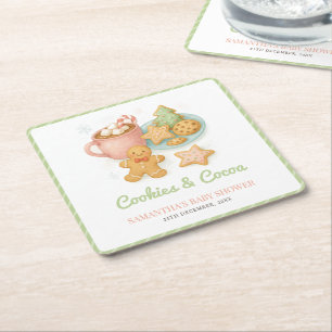 Porta-copo De Papel Quadrado Chá de Bebê de Natal com Biscoitos e Cacau
