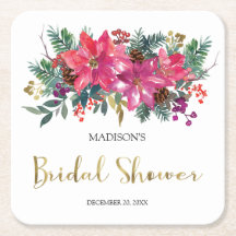 Chá de Bebê de Natal com Poinsettia Rosa