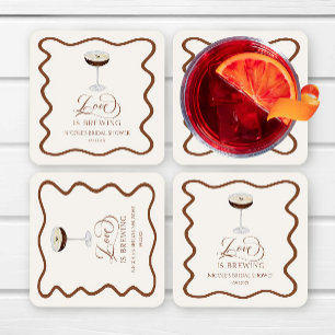 Porta-copo De Papel Quadrado Chá de Bebê de Noiva Love Is Brewing Expresso Mart