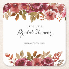 Porta-copo De Papel Quadrado Chá de Bebê de Outono Rústico e Espumante