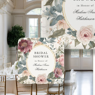 Porta-copo De Papel Quadrado Chá de Bebê Floral Francês Elegante Dourado