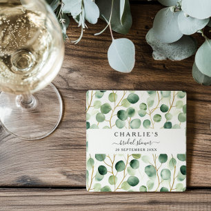 Porta-copo De Papel Quadrado Chá de Bebê Moderno e Elegante com Folhagens