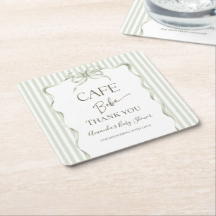 Porta-copo De Papel Quadrado Chá de Bebê Retro Café Bebe com Arco Neutro