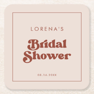 Porta-copo De Papel Quadrado Chá de Bebê Rosa Peachy Retro com Estilo