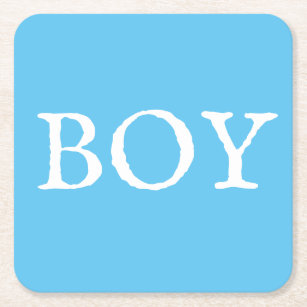 Porta-copo De Papel Quadrado Chá de fraldas Blue Baby Boy Typografia