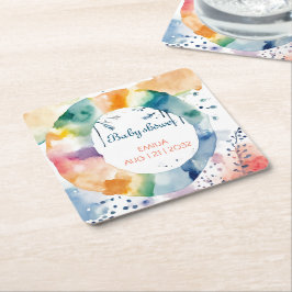 Porta-copo De Papel Quadrado Chá de fraldas BOHO de Cubo Personalizado