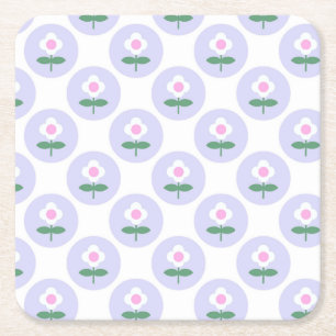 Porta-copo De Papel Quadrado Chá de fraldas da Flor Roxa no Bloom Party