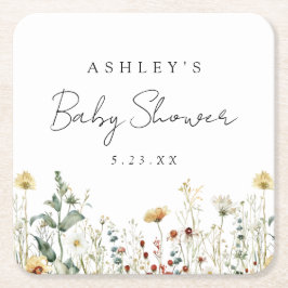 Porta-copo De Papel Quadrado Chá de fraldas de Campo de Flor Selvagem de Verão