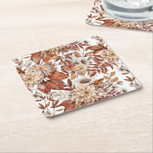 Porta-copo De Papel Quadrado Chá de fraldas Floral de Aquarela de Queda
